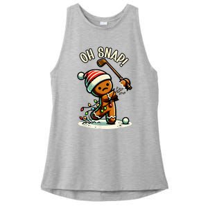 Oh Snap Gingerbreadman Golfer Golf Christmas Golfing Ladies PosiCharge Tri-Blend Wicking Tank