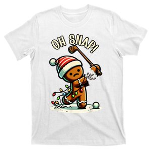 Oh Snap Gingerbreadman Golfer Golf Christmas Golfing T-Shirt