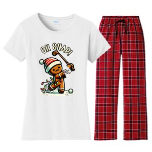 Oh Snap Gingerbreadman Golfer Golf Christmas Golfing Women's Flannel Pajama Set