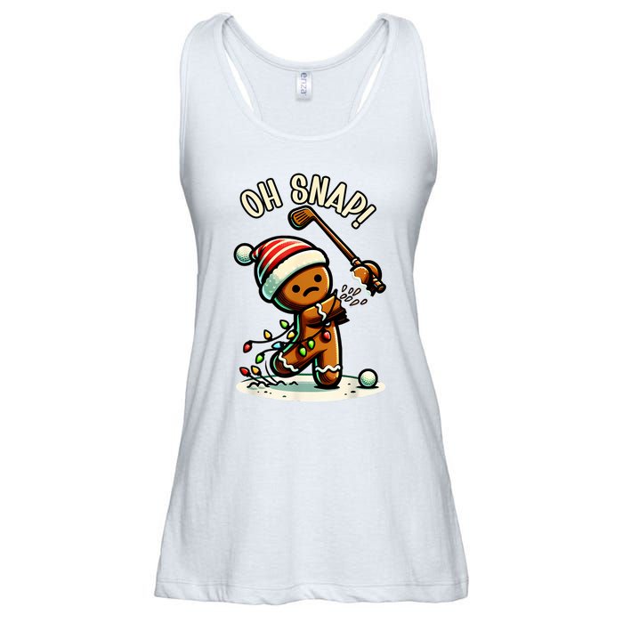 Oh Snap Gingerbreadman Golfer Golf Christmas Golfing Ladies Essential Flowy Tank