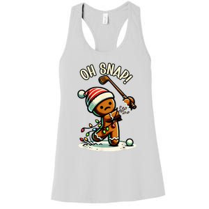 Oh Snap Gingerbreadman Golfer Golf Christmas Golfing Women's Racerback Tank