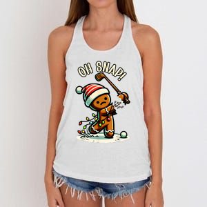 Oh Snap Gingerbreadman Golfer Golf Christmas Golfing Women's Knotted Racerback Tank