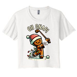 Oh Snap Gingerbreadman Golfer Golf Christmas Golfing Women's Crop Top Tee