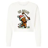 Oh Snap Gingerbreadman Golfer Golf Christmas Golfing Cropped Pullover Crew