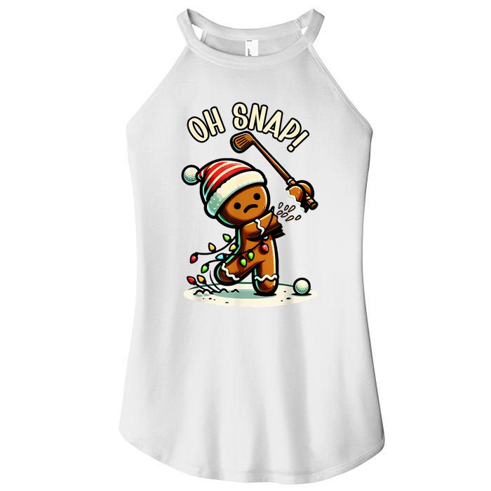 Oh Snap Gingerbreadman Golfer Golf Christmas Golfing Women's Perfect Tri Rocker Tank