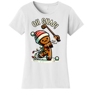 Oh Snap Gingerbreadman Golfer Golf Christmas Golfing Women's T-Shirt