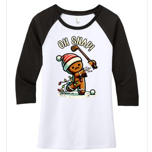 Oh Snap Gingerbreadman Golfer Golf Christmas Golfing Women's Tri-Blend 3/4-Sleeve Raglan Shirt