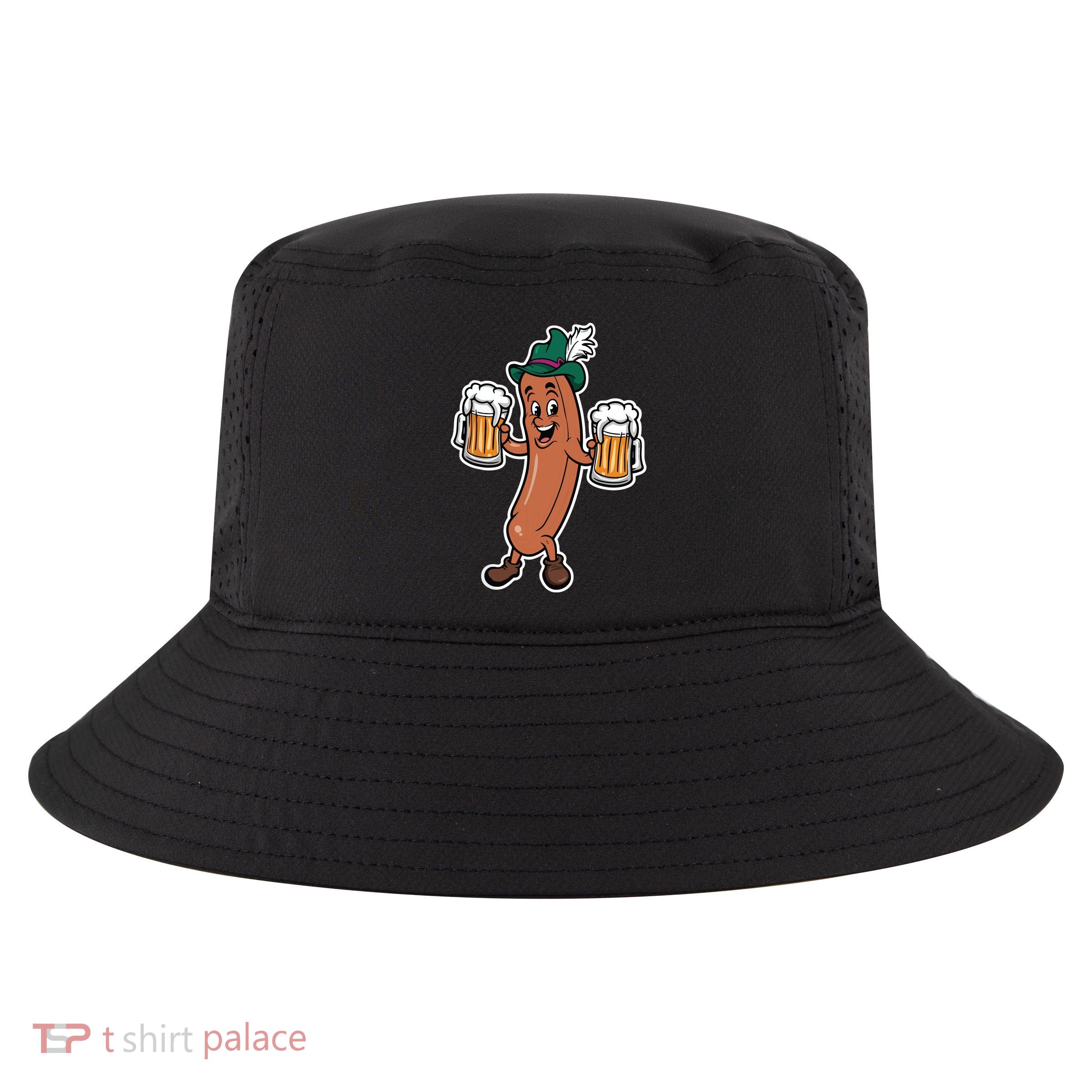 Oktoberfest Sausage Germany Lederhosen Bier Beer Cool Comfort Performance Bucket Hat