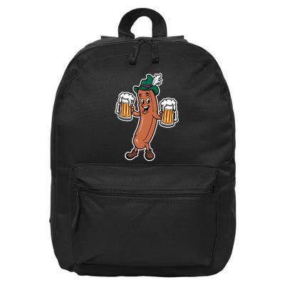 Oktoberfest Sausage Germany Lederhosen Bier Beer 16 in Basic Backpack