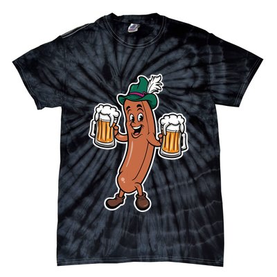 Oktoberfest Sausage Germany Lederhosen Bier Beer Tie-Dye T-Shirt