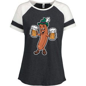 Oktoberfest Sausage Germany Lederhosen Bier Beer Enza Ladies Jersey Colorblock Tee