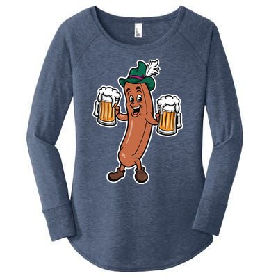 Oktoberfest Sausage Germany Lederhosen Bier Beer Women's Perfect Tri Tunic Long Sleeve Shirt