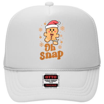 Oh Snap Gingerbread Man Cute Christmas Cookie Baking Team High Crown Mesh Back Trucker Hat