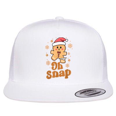 Oh Snap Gingerbread Man Cute Christmas Cookie Baking Team Flat Bill Trucker Hat