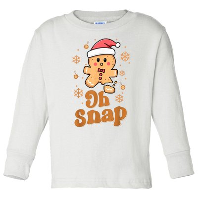 Oh Snap Gingerbread Man Cute Christmas Cookie Baking Team Toddler Long Sleeve Shirt