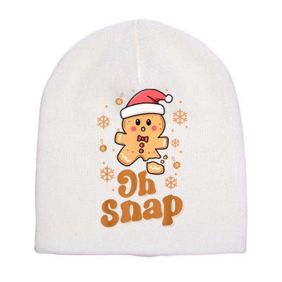 Oh Snap Gingerbread Man Cute Christmas Cookie Baking Team Short Acrylic Beanie