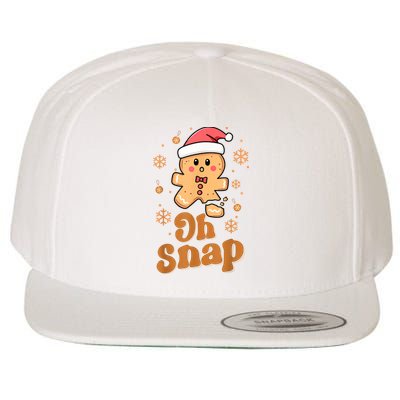 Oh Snap Gingerbread Man Cute Christmas Cookie Baking Team Wool Snapback Cap