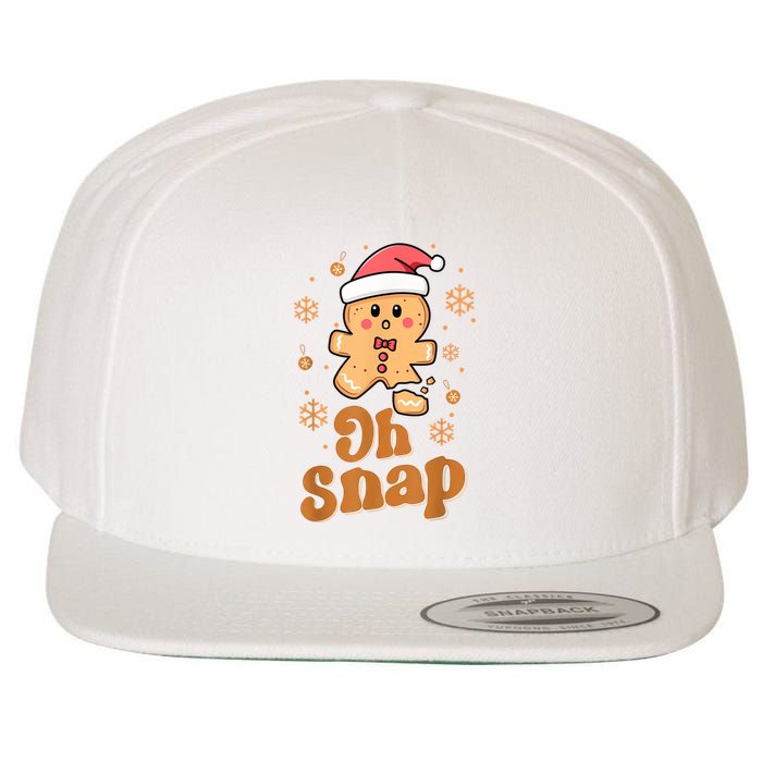 Oh Snap Gingerbread Man Cute Christmas Cookie Baking Team Wool Snapback Cap