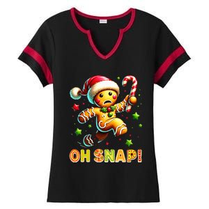 Oh Snap Gingerbread Candy Cane Xmas Christmas Ladies Halftime Notch Neck Tee