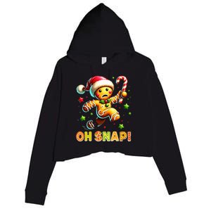 Oh Snap Gingerbread Candy Cane Xmas Christmas Crop Fleece Hoodie