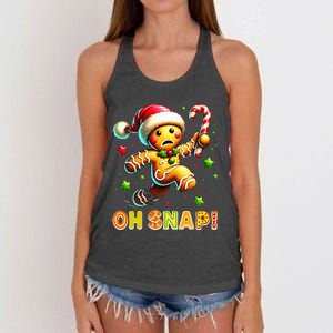 Oh Snap Gingerbread Candy Cane Xmas Christmas Women's Knotted Racerback Tank