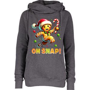 Oh Snap Gingerbread Candy Cane Xmas Christmas Womens Funnel Neck Pullover Hood