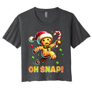 Oh Snap Gingerbread Candy Cane Xmas Christmas Women's Crop Top Tee