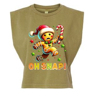 Oh Snap Gingerbread Candy Cane Xmas Christmas Garment-Dyed Women's Muscle Tee