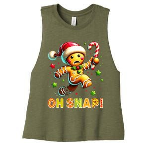 Oh Snap Gingerbread Candy Cane Xmas Christmas Women's Racerback Cropped Tank