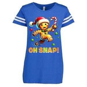 Oh Snap Gingerbread Candy Cane Xmas Christmas Enza Ladies Jersey Football T-Shirt