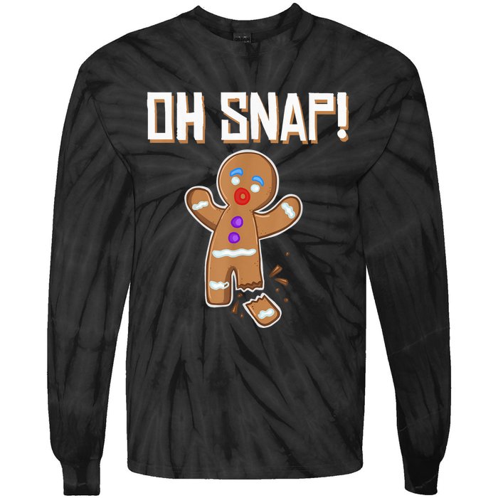 Oh Snap gingerbread man broken leg gingerbread man Oh Snap Tie-Dye Long Sleeve Shirt