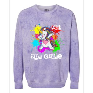 Out Second Grade Dabbing 2Nd Grade Graduation Unicorn Gift Colorblast Crewneck Sweatshirt