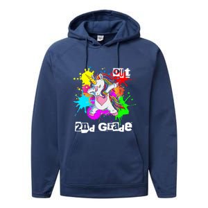 Out Second Grade Dabbing 2Nd Grade Graduation Unicorn Gift Performance Fleece Hoodie