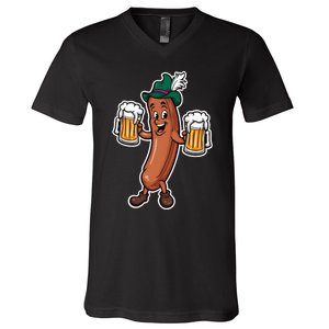 Oktoberfest Sausage Germany Lederhosen Bier Beer V-Neck T-Shirt