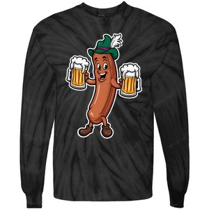 Oktoberfest Sausage Germany Lederhosen Bier Beer Tie-Dye Long Sleeve Shirt