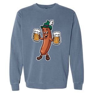 Oktoberfest Sausage Germany Lederhosen Bier Beer Garment-Dyed Sweatshirt