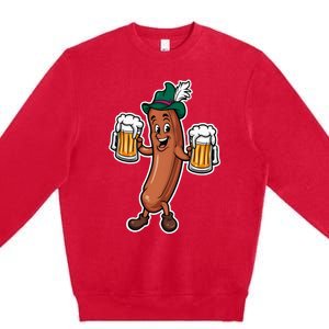 Oktoberfest Sausage Germany Lederhosen Bier Beer Premium Crewneck Sweatshirt