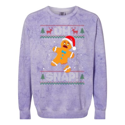 Oh Snap Gingerbread Man Cookie Christmas Funny Ugly Sweater Colorblast Crewneck Sweatshirt