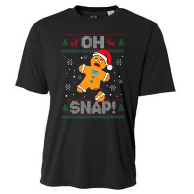 Oh Snap Gingerbread Man Cookie Christmas Funny Ugly Sweater Cooling Performance Crew T-Shirt