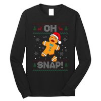 Oh Snap Gingerbread Man Cookie Christmas Funny Ugly Sweater Long Sleeve Shirt