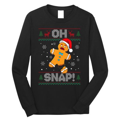 Oh Snap Gingerbread Man Cookie Christmas Funny Ugly Sweater Long Sleeve Shirt