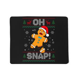 Oh Snap Gingerbread Man Cookie Christmas Funny Ugly Sweater Mousepad