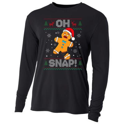 Oh Snap Gingerbread Man Cookie Christmas Funny Ugly Sweater Cooling Performance Long Sleeve Crew