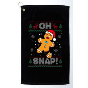 Oh Snap Gingerbread Man Cookie Christmas Funny Ugly Sweater Platinum Collection Golf Towel