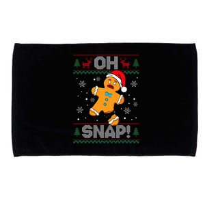 Oh Snap Gingerbread Man Cookie Christmas Funny Ugly Sweater Microfiber Hand Towel