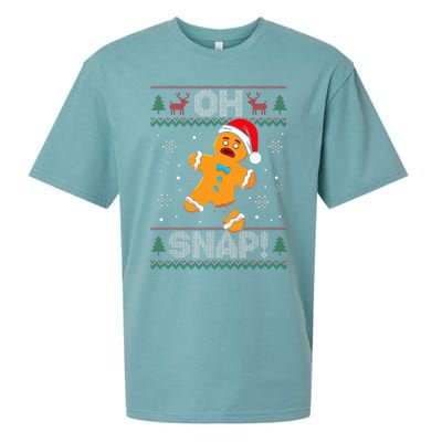 Oh Snap Gingerbread Man Cookie Christmas Funny Ugly Sweater Sueded Cloud Jersey T-Shirt