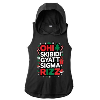 Ohio S.K.I.B.I.D.I Gyatt Sigma Rizz Gen Alpha Xmas Christmas Party Ladies PosiCharge Tri-Blend Wicking Draft Hoodie Tank