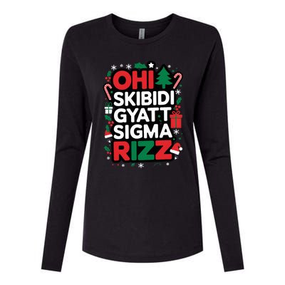 Ohio S.K.I.B.I.D.I Gyatt Sigma Rizz Gen Alpha Xmas Christmas Party Womens Cotton Relaxed Long Sleeve T-Shirt