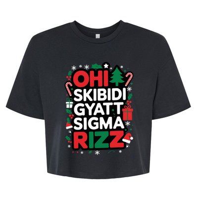 Ohio S.K.I.B.I.D.I Gyatt Sigma Rizz Gen Alpha Xmas Christmas Party Bella+Canvas Jersey Crop Tee