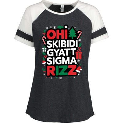 Ohio S.K.I.B.I.D.I Gyatt Sigma Rizz Gen Alpha Xmas Christmas Party Enza Ladies Jersey Colorblock Tee